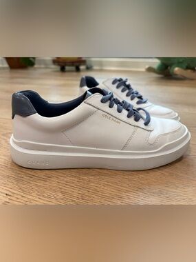 Cole Haan GrandSeries Leather Sneakers White Navy Women’s 7B